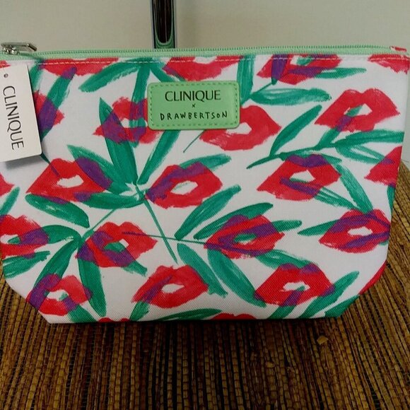 Clinique x DRAWBERTSON Makeup Bag 🌼 NWT Floral Pop Art Cosmetic Pouch - Picture 1 of 7